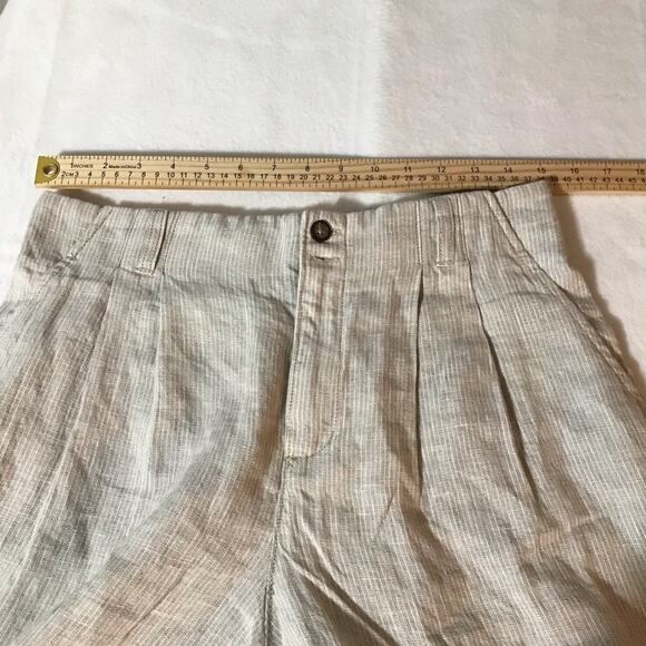 Garnet Hill sz 8 pleated linen pants trousers elastic waist pinstripes classic - Picture 7 of 12